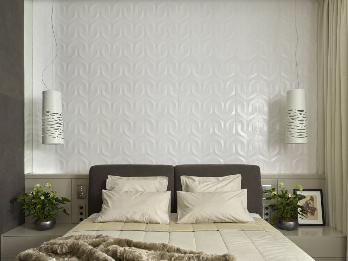 3D panels on the wall in the bedroom