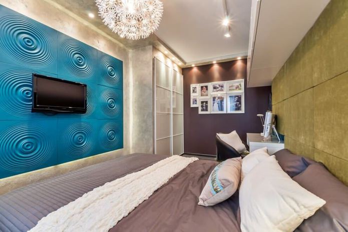 плаве 3Д плоче на зиду у спаваћој соби