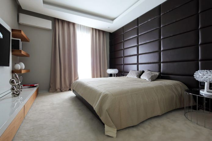 Leather panels in the bedroom