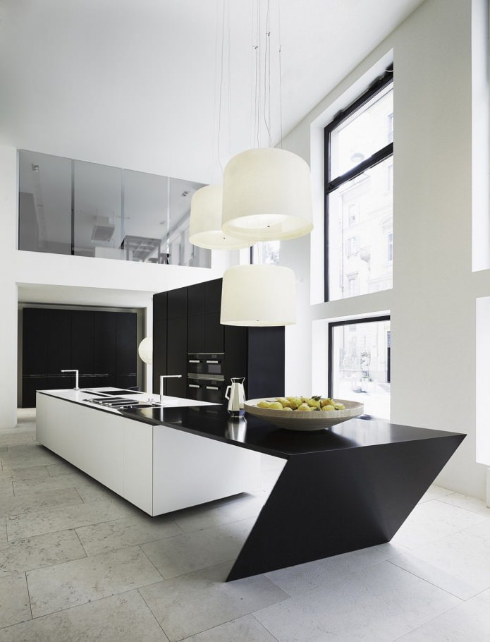 modern black set in the interior of the kitchen