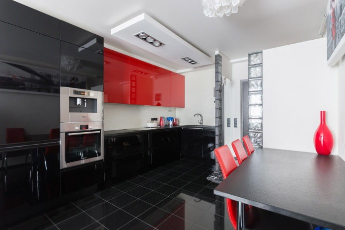 glossy tiles in the kitchen