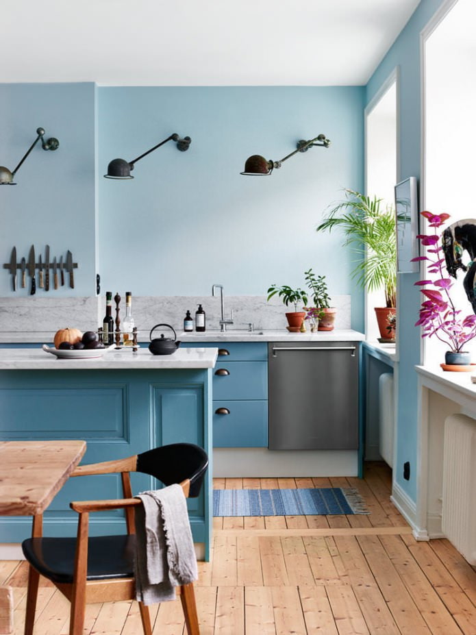 การออกแบบห้องครัวสีฟ้า