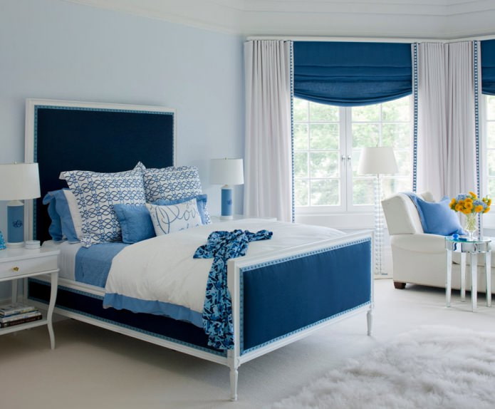 Blue-blue bedroom interior