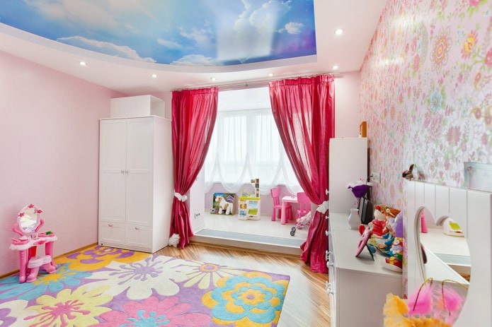 pink curtains in the girl's room