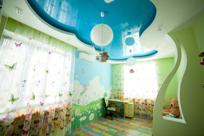 stretch ceiling in the interior of a children's room