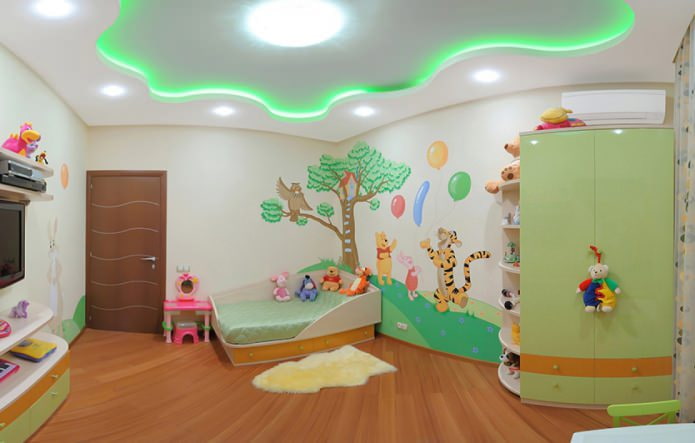 stretch ceiling design in the nursery