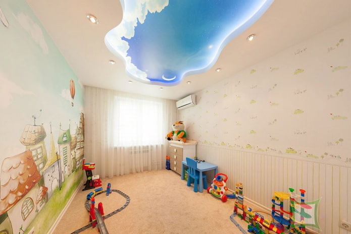 stretch ceiling-cloud in the children's room