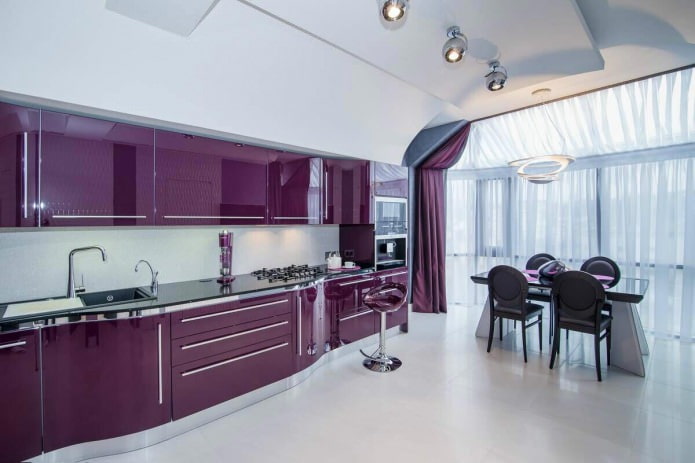 white and purple kitchen
