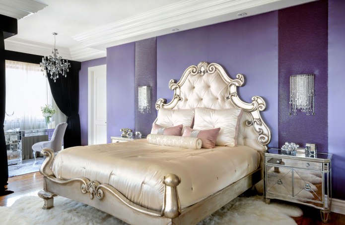 љубичаста спаваћа соба у класичном стилу