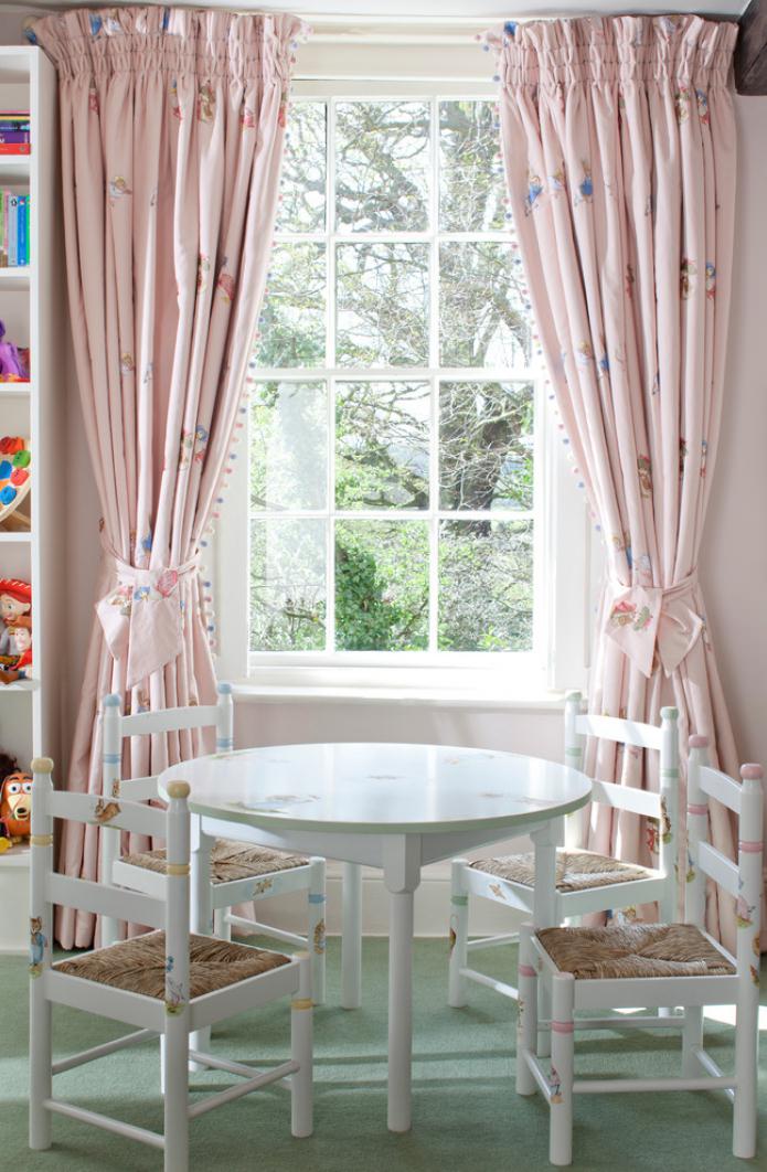 baby pink curtains