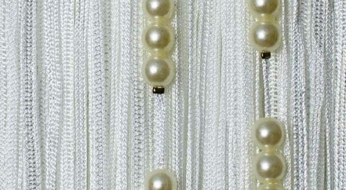 thread curtains with pearls