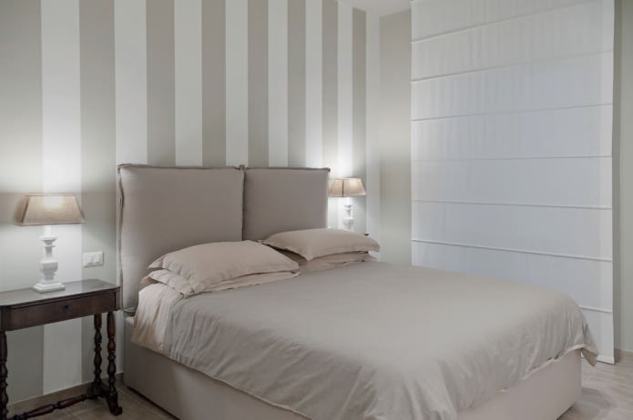 white and gray striped walls