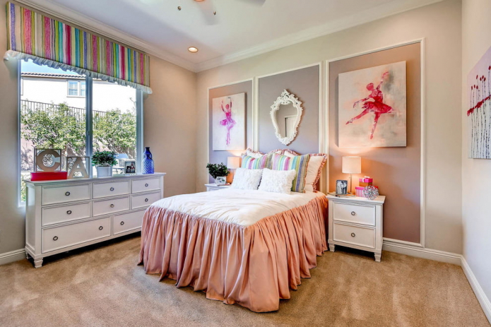 color scheme of the bedroom interior for a girl