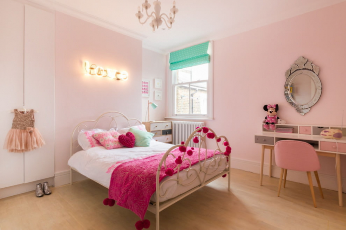 bedroom interior for a girl of 9-11 years old