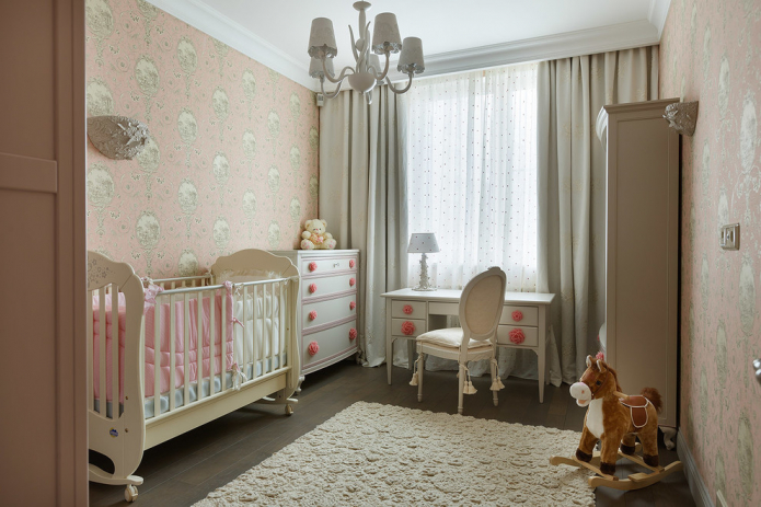 bedroom interior for a newborn girl