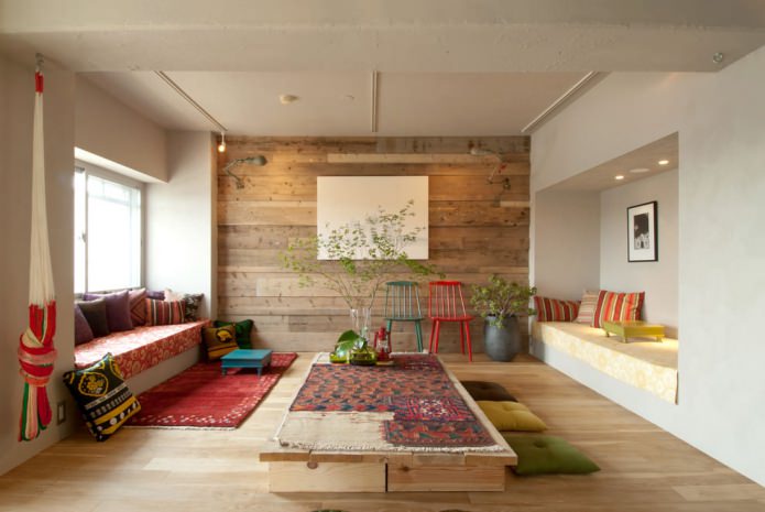 wood walls in the living room