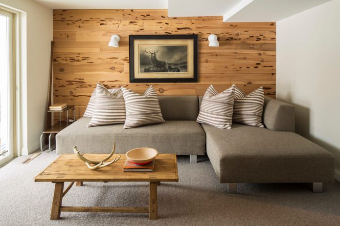 wood trim accent wall in the living room