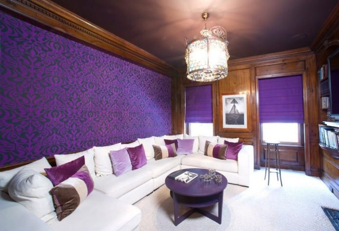 brown-purple living room