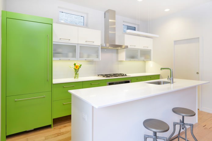 light green set in the kitchen