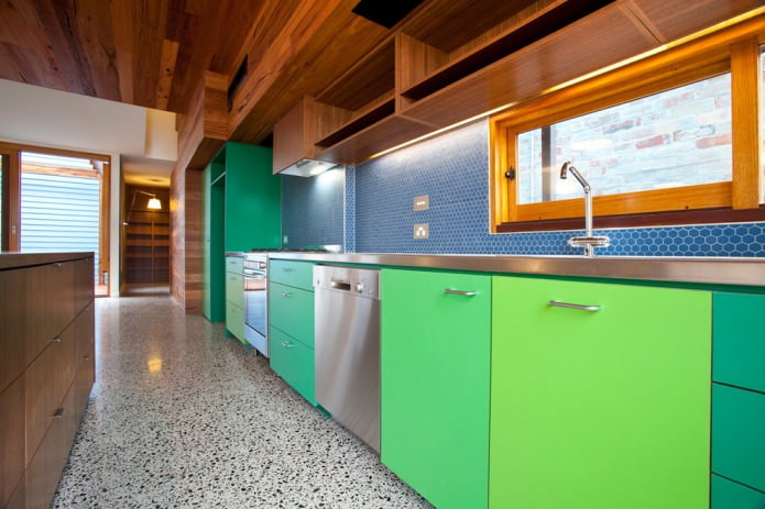 shades of green in the kitchen