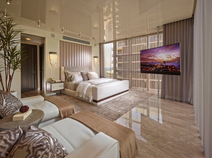 bedroom in beige colors