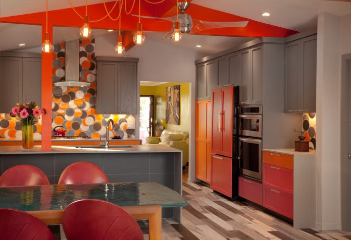 gray-orange kitchen