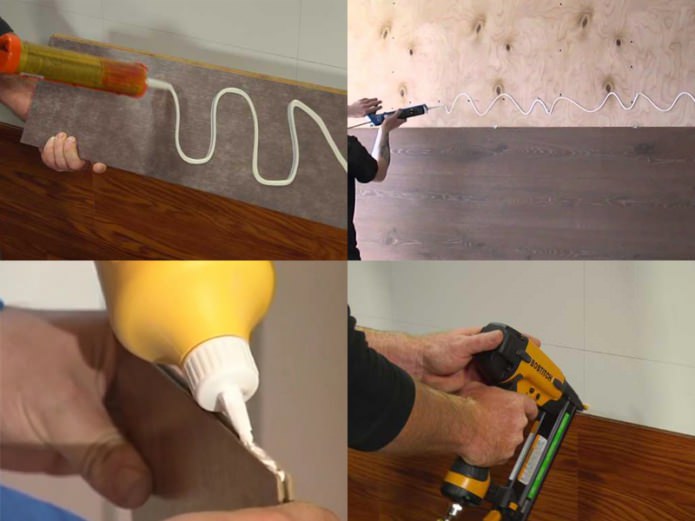 Adhesive method for laying laminate on the wall