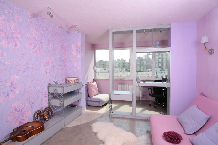 Lavendelrosa Wohnzimmer