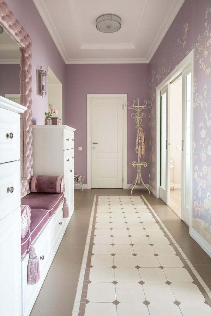 classic hallway in lilac tones