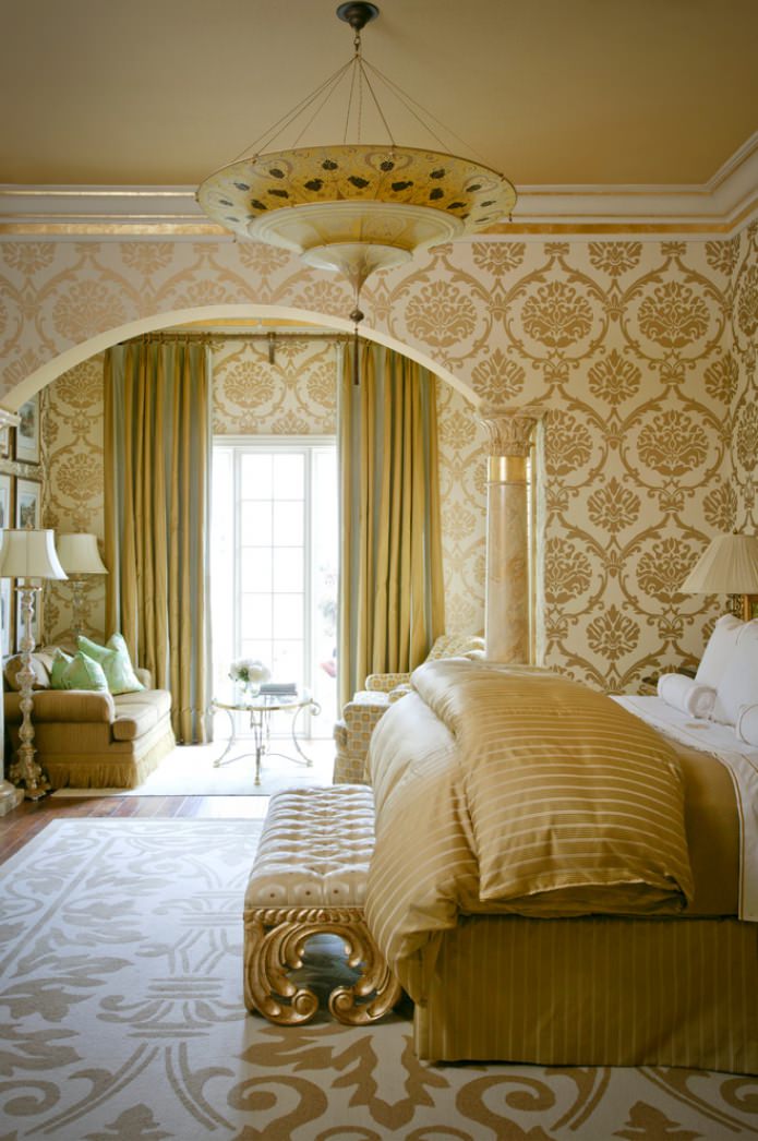 Patterns and monograms on the wallpaper