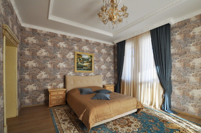curtains in the bedroom in the classic style