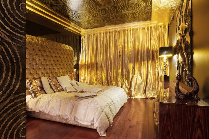 golden bedroom interior