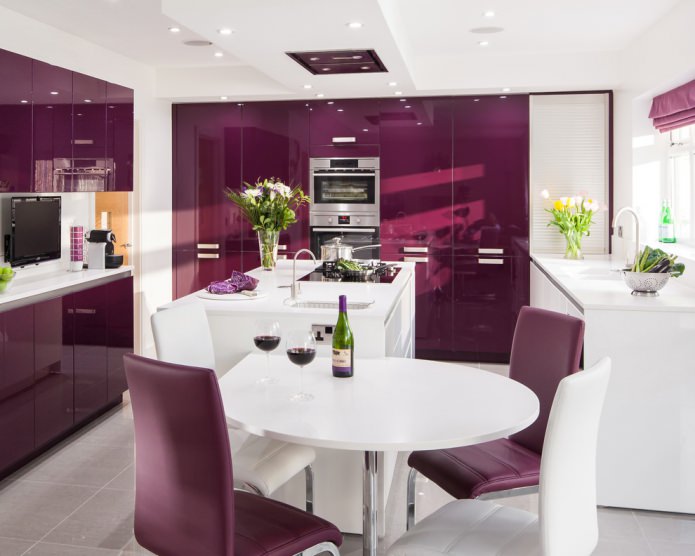 purple kitchen set