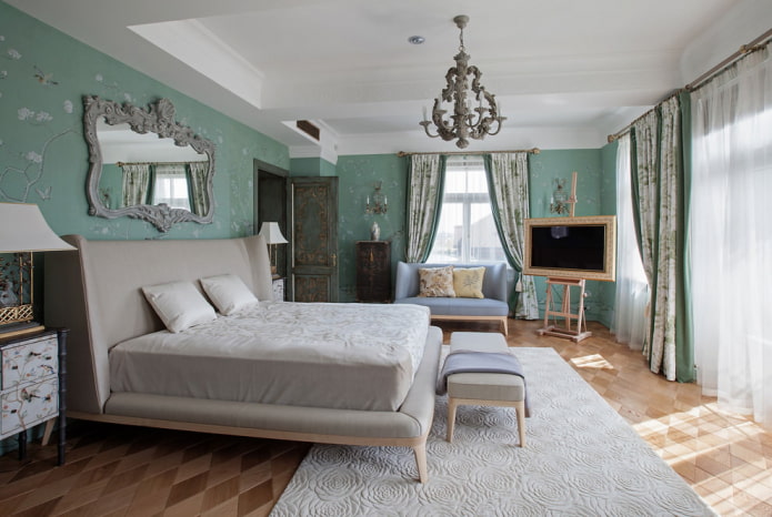 Light green tone in the bedroom