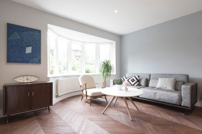 French herringbone parquet in the living room
