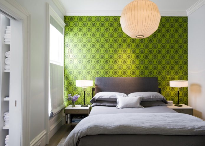 green wallpaper in modern style