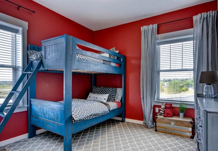 ห้องเด็กสีแดงและสีน้ำเงิน