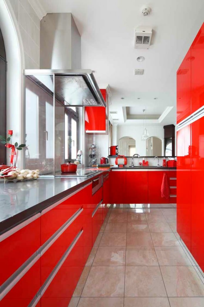 red fronts in the kitchen