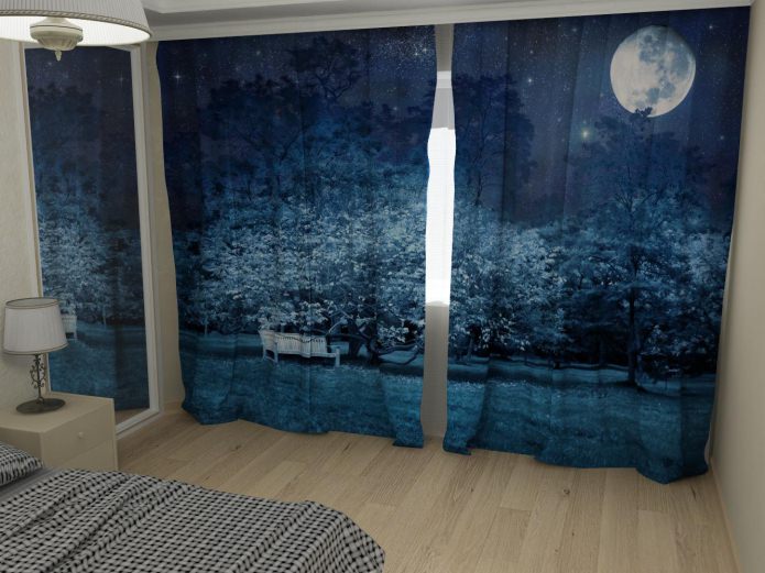 Curtains with photo print 3d