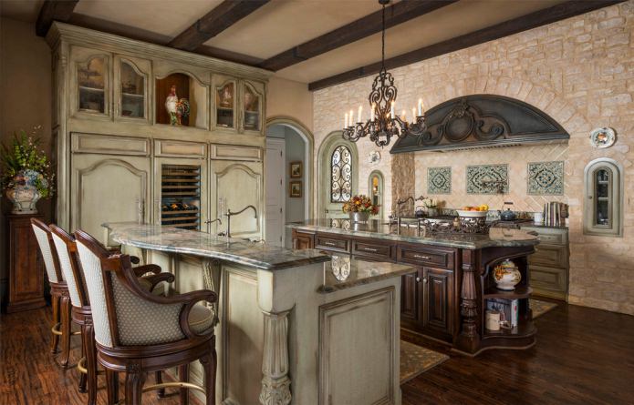 stone decoration in country style kitchen