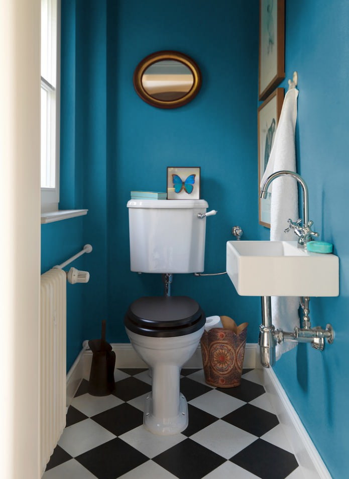 blue walls in the toilet
