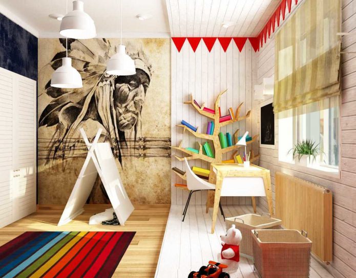 combining Native American and modern interior of the nursery