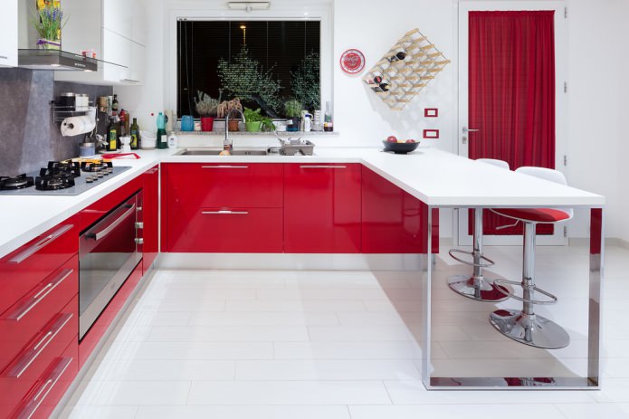 Glossy kitchen set