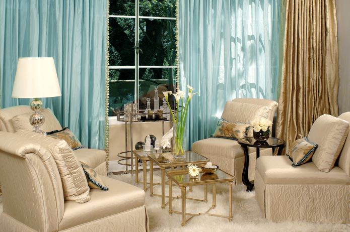 Turquoise gold curtains