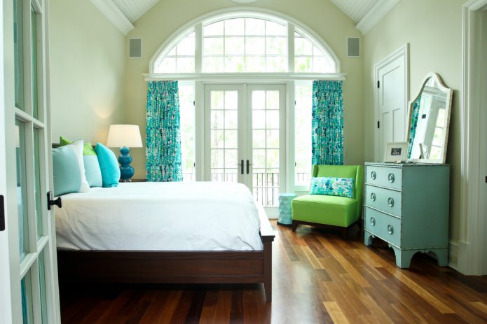 green and turquoise bedroom