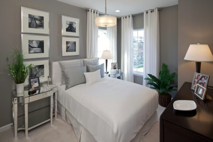 white curtains and gray walls