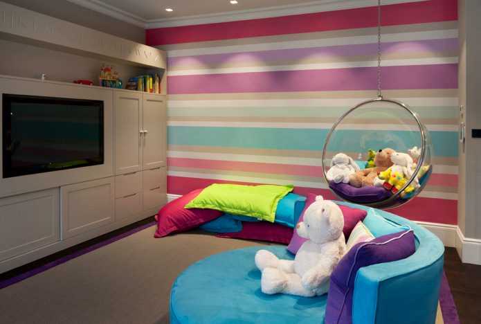 striped colorful interior in modern style