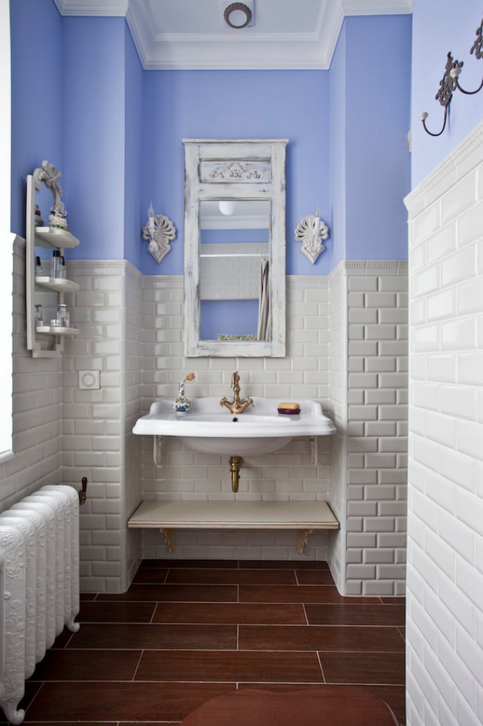 bathroom with brown tiles