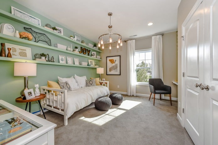 Beige and mint interior