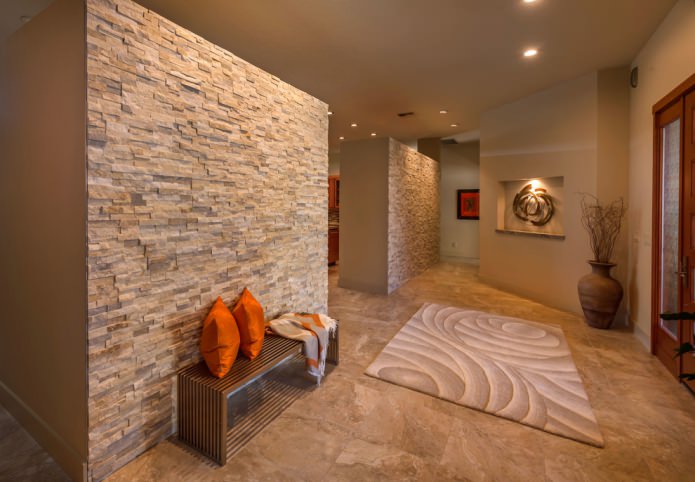 Artificial stone in the hallway